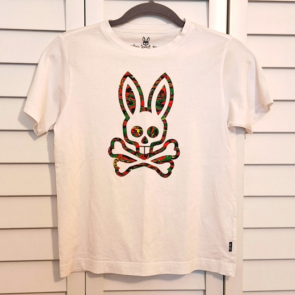 Kids Psycho Bunny White Short Sleeve Tee‎ with Graphic Design